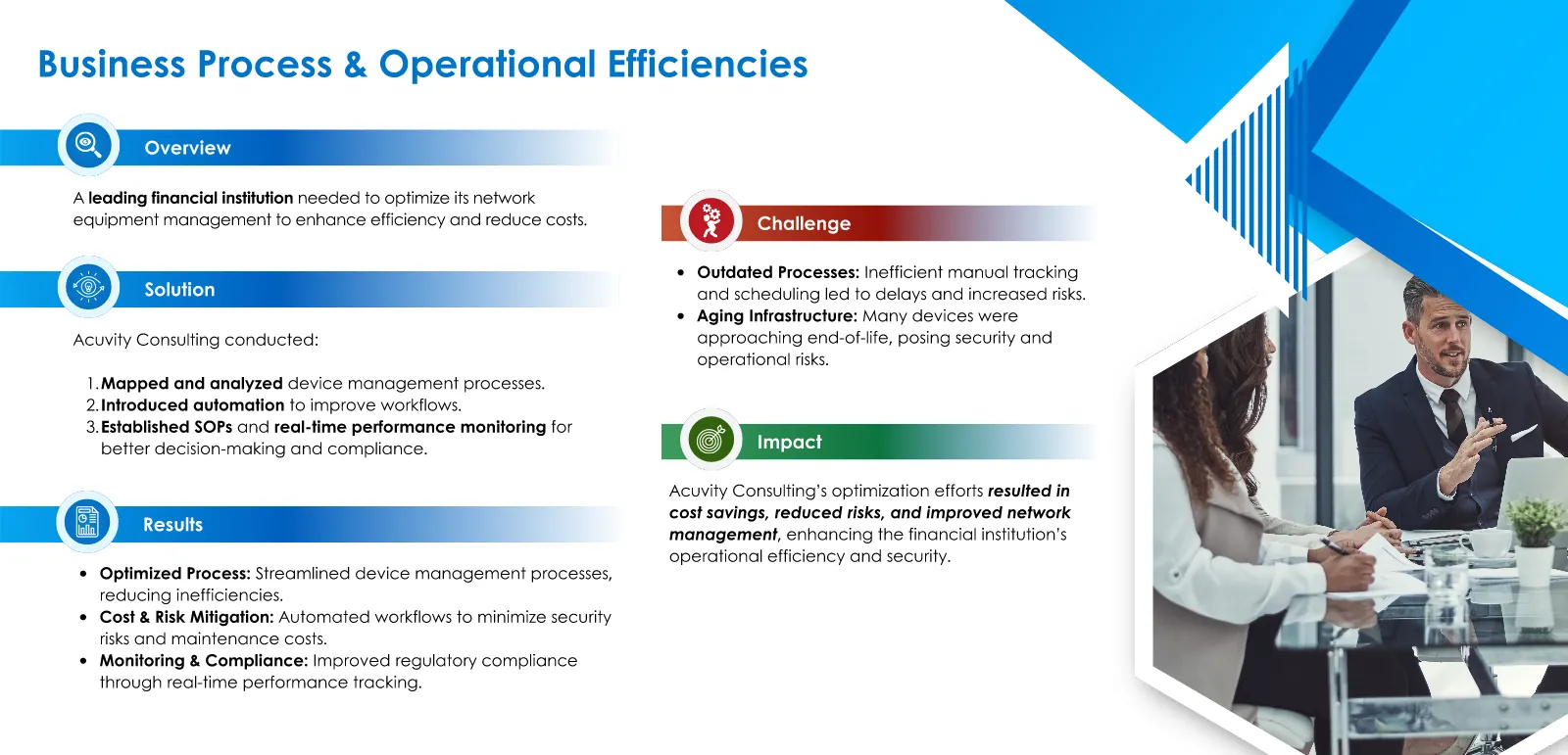 Business Process & Operational Efficiencies case study for a financial institution: overview, challenge, solution, results