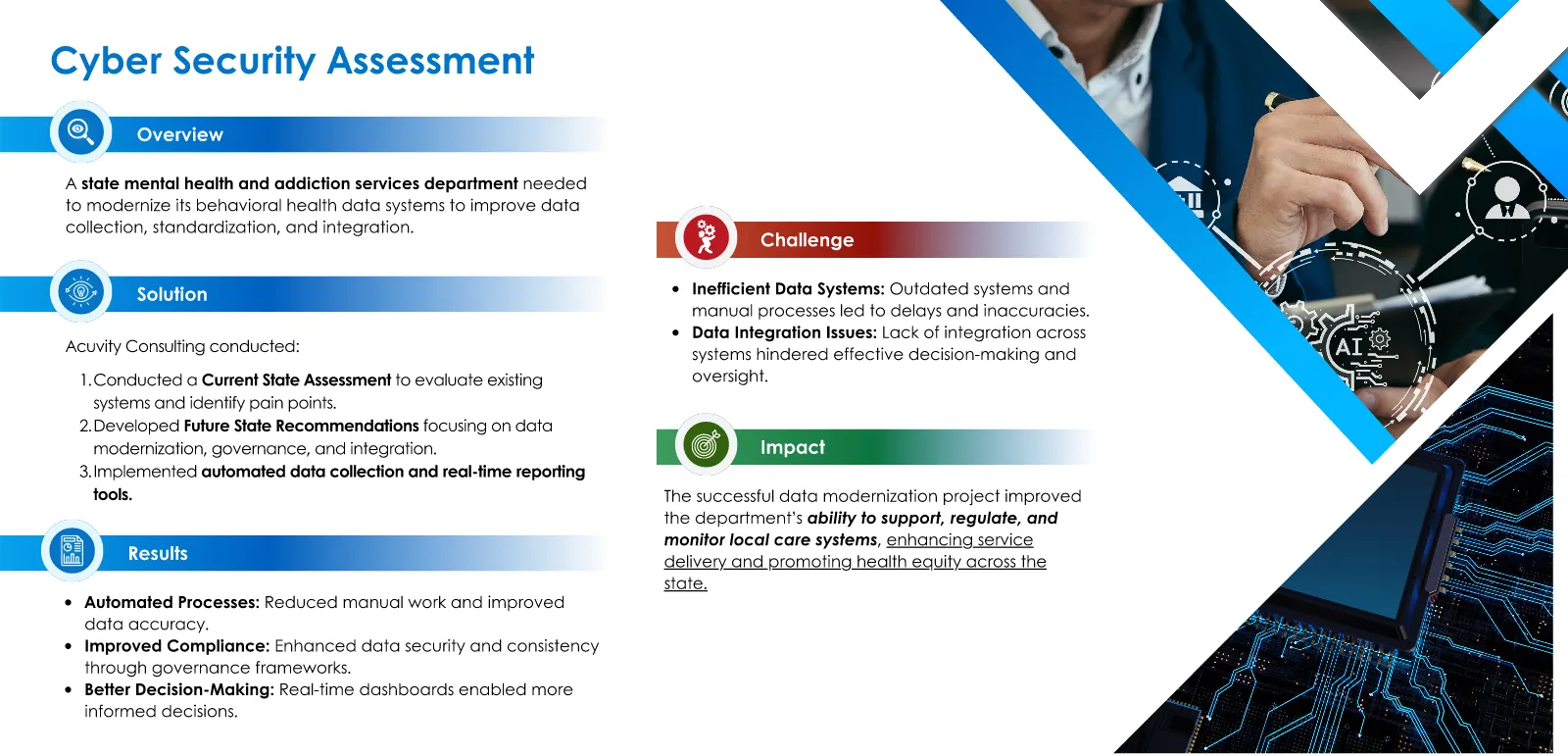Cyber Security Assessment case study for a state mental health department: overview, challenge, solution, results, impact